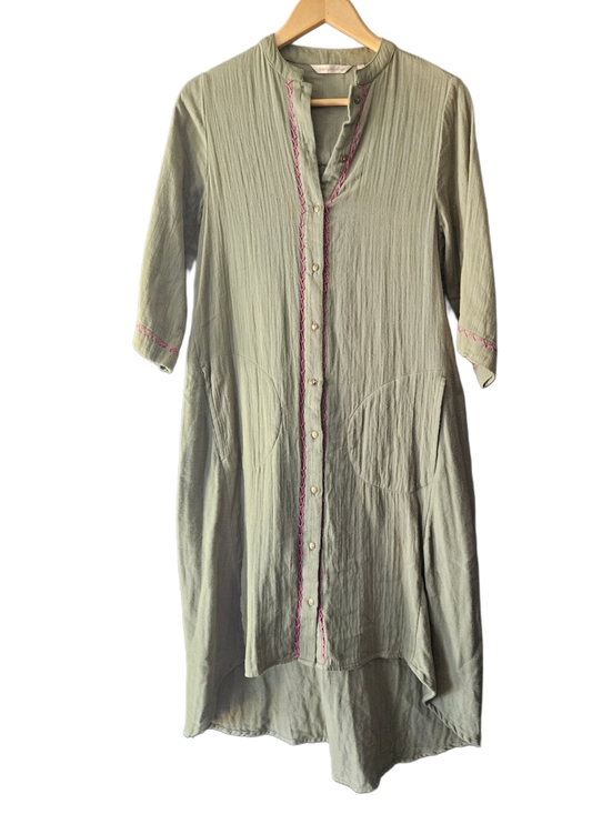 Soft Surroundings Dresses & Skirts - Soft Surroundings Embroidered Tassel Gauze High-Low Midi Dress - XS